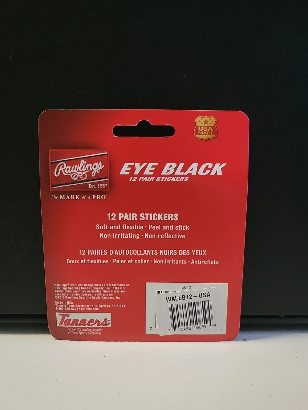Rawlings Eye Black Strips - Black with USA Design (12 Pair)